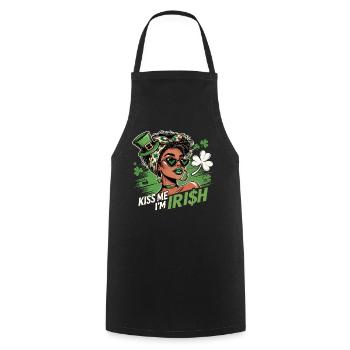 Saint-Patrick Embrasse-moi Je suis Design irlandais - Tablier de cuisine - noir - Devant - AI Model Male 185 dark (185cm)