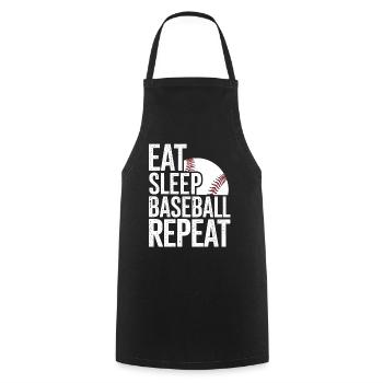 Manger dormir baseball répéter - Tablier de cuisine - noir - Devant - AI Model Male 185 dark (185cm)