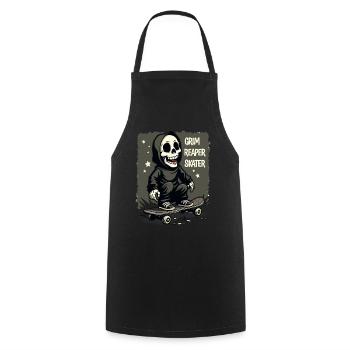 Skateboarding Sensenmann – Grim Reaper Style - Kochschürze - Schwarz - Vorne - AI Model Male 185 dark (185cm)