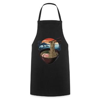 Japanese Ramen Art - Cooking Apron - black - Front - AI Model Male 185 dark (185cm)