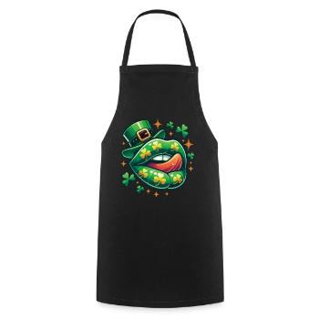 Saint-Patrick Funny Clover Lips - Tablier de cuisine - noir - Devant - AI Model Male 185 dark (185cm)