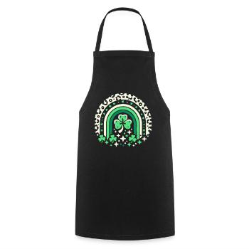 St. Patrick's Day Shamrock Rainbow Luck - Cooking Apron - black - Front - AI Model Male 185 dark (185cm)
