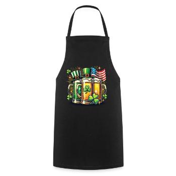 St. Patricks Tag Bierfreunde Kleeblatt - Kochschürze - Schwarz - Vorne - AI Model Male 185 dark (185cm)