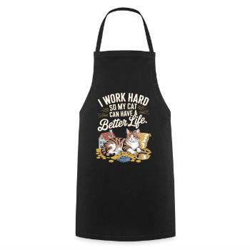 Pour le luxe du chat - Tablier de cuisine - noir - Devant - AI Model Male 185 dark (185cm)
