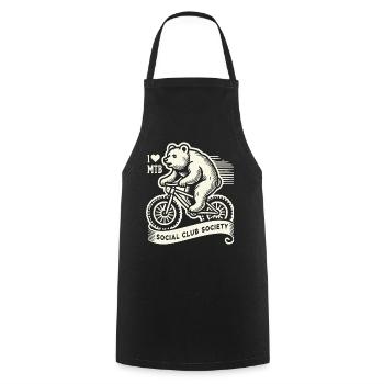 Bicycle Retro Style I Love MTB Bear - Cooking Apron - black - Front - AI Model Male 185 dark (185cm)