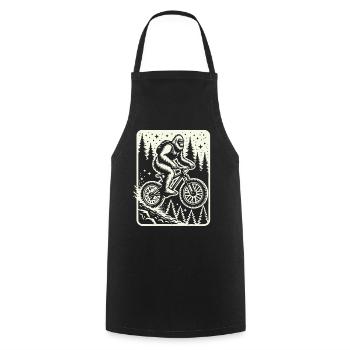 Aventure à vélo avec Bigfoot dans la forêt - Tablier de cuisine - noir - Devant - AI Model Male 185 dark (185cm)