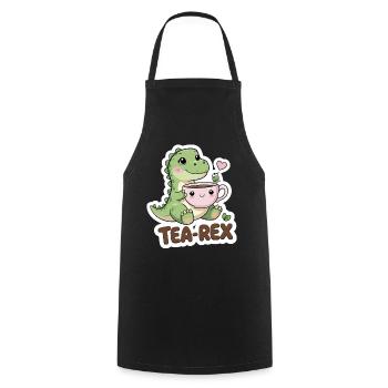 Tea-Rex – Sweet Dino with Teacup - Cooking Apron - black - Front - AI Model Male 185 dark (185cm)