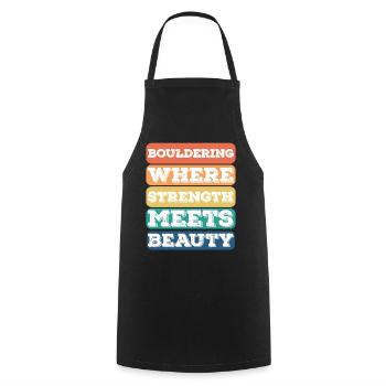 Bouldering Strength Meets Beauty Bouldering - Cooking Apron - black - Front - AI Model Male 185 dark (185cm)