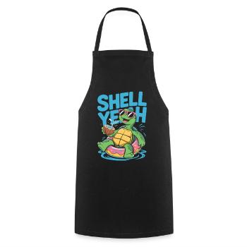Shell yeah – Chill Turtle - Tablier de cuisine - noir - Devant - AI Model Male 185 dark (185cm)