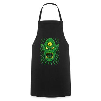 Three-Eyed Neon Orc Cyclops with Monster Eyes - Cooking Apron - black - Front - AI Model Male 185 dark (185cm)