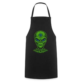 Three-eyed alien in neon look - Cooking Apron - black - Front - AI Model Male 185 dark (185cm)
