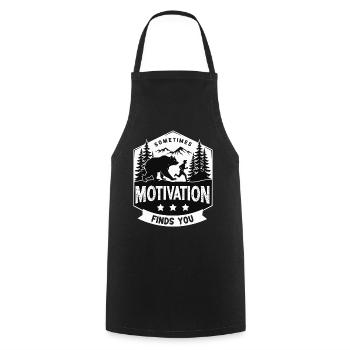 Motivation findet dich – Bär Outdoor Abenteuer - Kochschürze - Schwarz - Vorne - AI Model Male 185 dark (185cm)