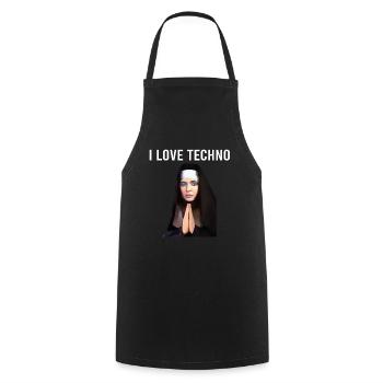 I Love Techno Nonne - Kochschürze - Schwarz - Vorne - AI Model Male 185 dark (185cm)
