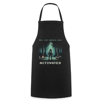 Real Life Survival Mode Activated Spruch - Kochschürze - Schwarz - Vorne - AI Model Male 185 dark (185cm)