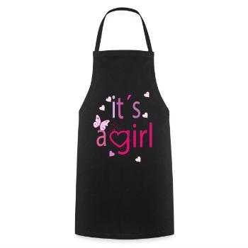 It’s a Girl – Fröhliche Typografie mit Herz - Kochschürze - Schwarz - Vorne - AI Model Male 185 dark (185cm)