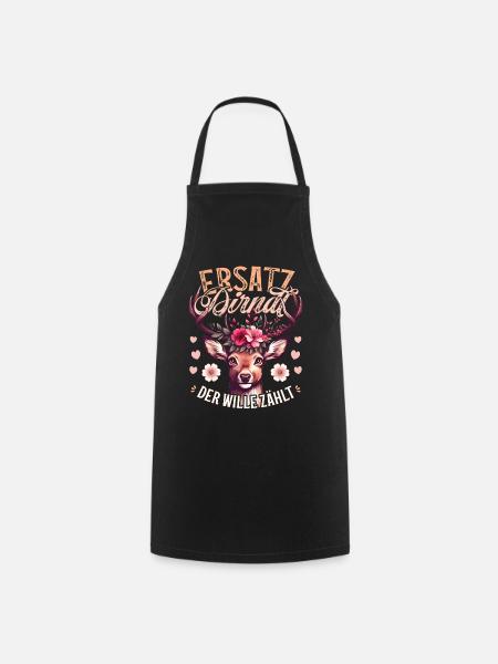 Trachtenshirt Damen Dirndl T-Shirt Tracht Ersatz - Kochschürze - Schwarz