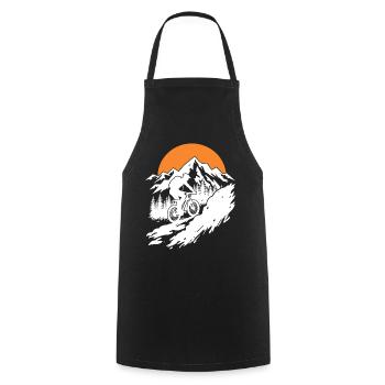 Aventure en VTT dans la nature - Tablier de cuisine - noir - Devant - AI Model Male 185 dark (185cm)