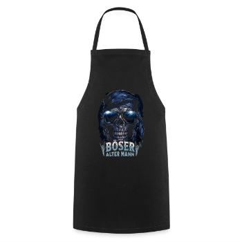 Böser alter Mann Totenkopf – Rocker Spruch Design - Kochschürze - Schwarz - Vorne - AI Model Male 185 dark (185cm)
