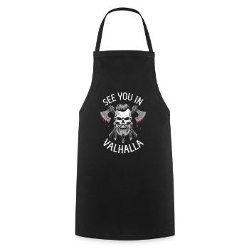 Rendez-vous au Valhalla – L’appel des Vikings - Tablier de cuisine - noir - Devant - AI Model Male 185 dark (185cm)