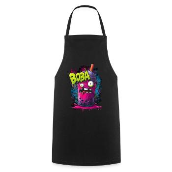 Boba Tea Monster in colorful graffiti street style - Cooking Apron - black - Front - AI Model Male 185 dark (185cm)