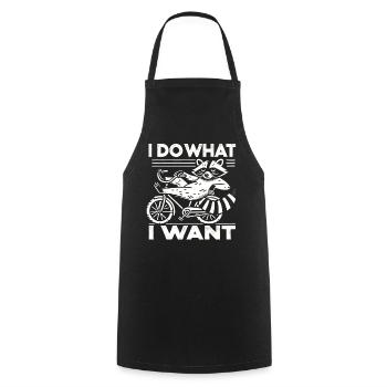 Bicycle raccoon design with cheeky saying - Cooking Apron - black - Front - AI Model Male 185 dark (185cm)