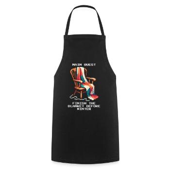 Crochet Quest: Blanket Finished | Wool handmade - Cooking Apron - black - Front - AI Model Male 185 dark (185cm)