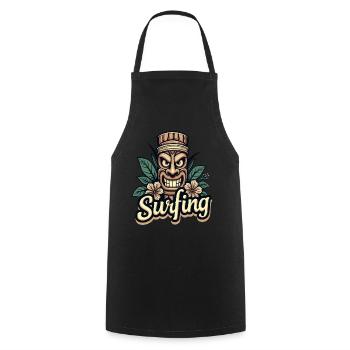 Tiki Surfing Vibes – Pure Hawaiian Feeling - Cooking Apron - black - Front - AI Model Male 185 dark (185cm)