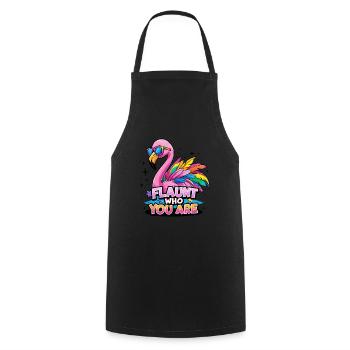 Flamant rose coloré - Soyez fier de ce que vous êtes - Tablier de cuisine - noir - Devant - AI Model Male 185 dark (185cm)