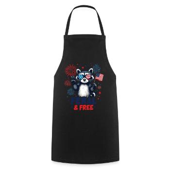 Raccoon Feral & Free Red White Feral 4th Of July - Cooking Apron - black - Front - AI Model Male 185 dark (185cm)