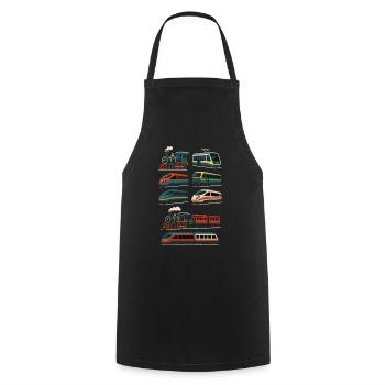 Züge Design – Retro trifft Highspeed - Kochschürze - Schwarz - Vorne - AI Model Male 185 dark (185cm)