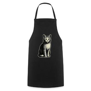 Chat vintage – assis et élégant - Tablier de cuisine - noir - Devant - AI Model Male 185 dark (185cm)