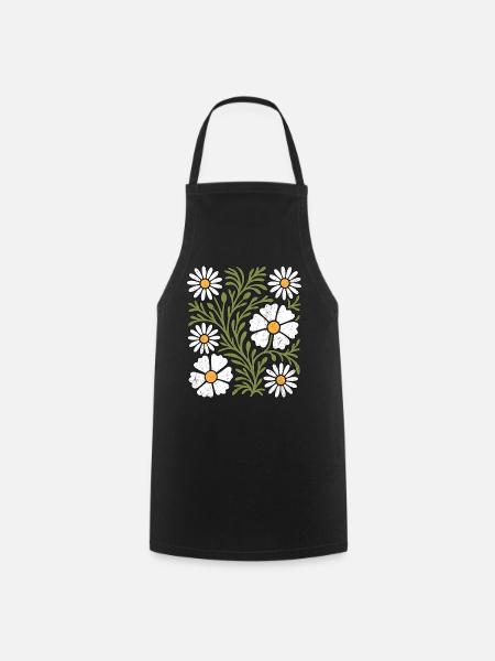 Boho Gänseblümchen - Kochschürze - Schwarz