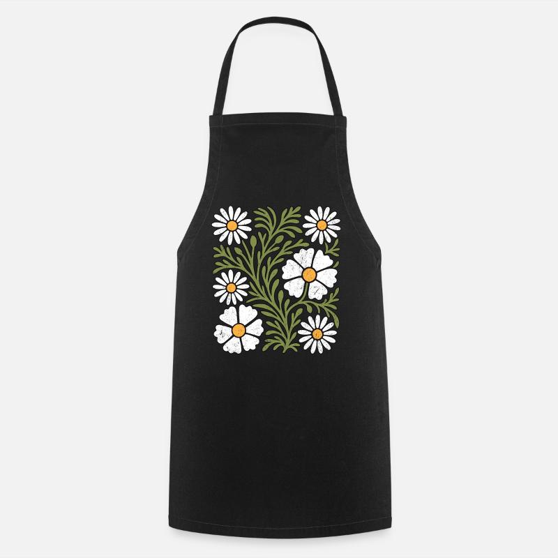 Boho Gänseblümchen - Kochschürze - Schwarz