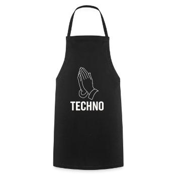 Techno Gebet – Pray for Bass - Kochschürze - Schwarz - Vorne - AI Model Male 185 dark (185cm)