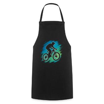 Mountainbike Silhouette im Vintage Style - Kochschürze - Schwarz - Vorne - AI Model Male 185 dark (185cm)