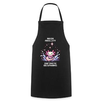 Puissance de l’axolotl | Infinite Respawns Retro Pixels - Tablier de cuisine - noir - Devant - AI Model Male 185 dark (185cm)