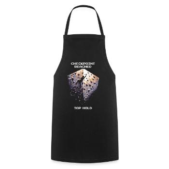 Point de contrôle : Haut | Bloc Pixel Art - Tablier de cuisine - noir - Devant - AI Model Male 185 dark (185cm)