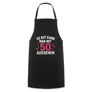 That's how good you can look at 50 - Cooking Apron - black - Front - AI Model Male 185 dark (185cm)