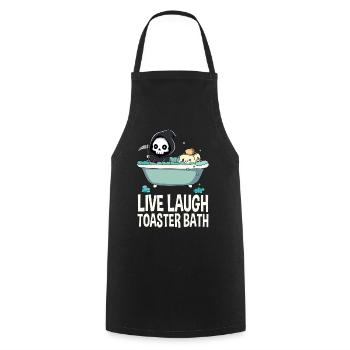 Live Laugh Toaster Bath Meme Funny - Cooking Apron - black - Front - AI Model Male 185 dark (185cm)