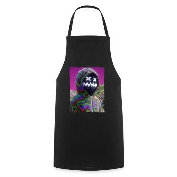Psychedelic Mask Figure Neon Glitch Graphic - Cooking Apron - black - Front - AI Model Male 185 dark (185cm)