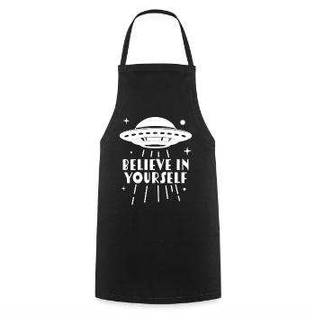Croyez en vous OVNI - Tablier de cuisine - noir - Devant - AI Model Male 185 dark (185cm)