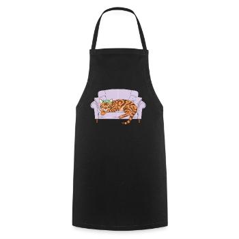 Chat et gecko - Tablier de cuisine - noir - Devant - AI Model Male 185 dark (185cm)