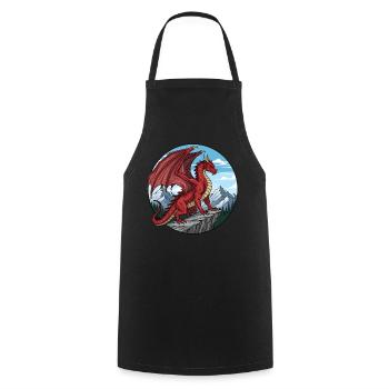 Red Cliff Dragon - Cooking Apron - black - Front - AI Model Male 185 dark (185cm)