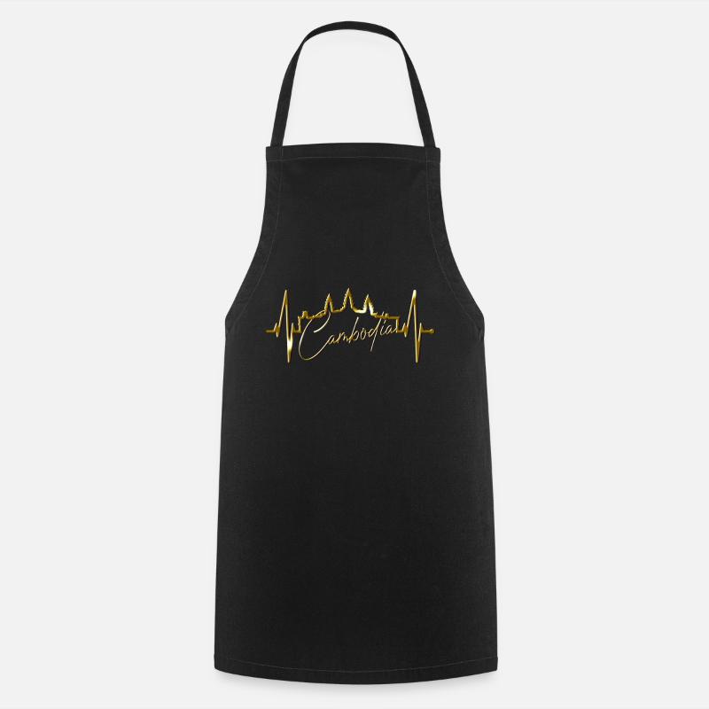 Cambodia Skyline Heartbeat Siem Raep Angkor Wat - Tablier de cuisine - noir