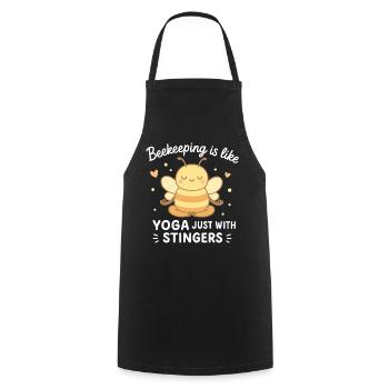 Bee Beekeeper Yoga Juste avec des dards - Tablier de cuisine - noir - Devant - AI Model Male 185 dark (185cm)