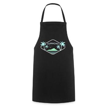Curaçao, île des Caraïbes, Palm Beach, souvenir de vacances - Tablier de cuisine - noir - Devant - AI Model Male 185 dark (185cm)