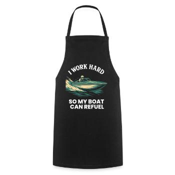 I'm Working Hard To Refuel My Boat Captain - Cooking Apron - black - Front - AI Model Male 185 dark (185cm)