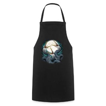 Three Blue Heron Moon Howl - Cooking Apron - black - Front - AI Model Male 185 dark (185cm)