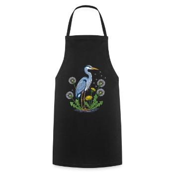 Blue Heron and Dandelion - Cooking Apron - black - Front - AI Model Male 185 dark (185cm)