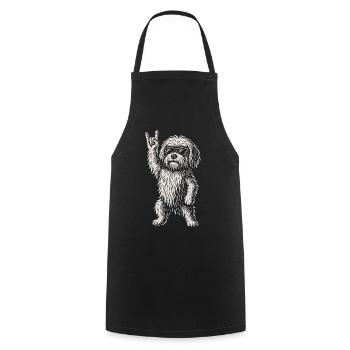 Rock Music, Funny, Heavy Metal, Havanese Dog, Vibes - Cooking Apron - black - Front - AI Model Male 185 dark (185cm)